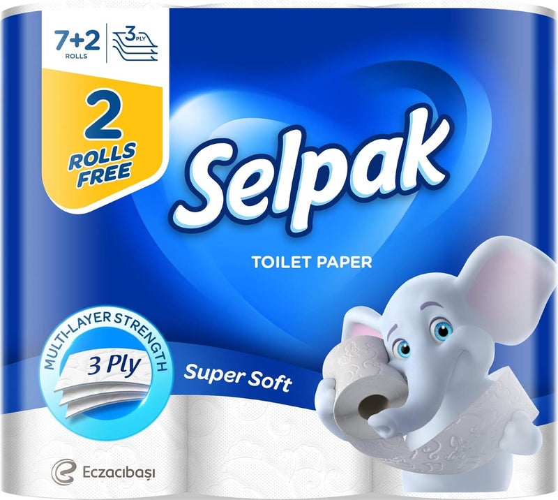 Selpak 3 Ply Toilet Paper 7+2 Rolls 140 Sheets - Image 1